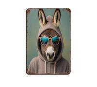 Donkey in Hoodie Tin Sign Vintage Metal Pub Club Cafe Bar Home Wall Art Decoration Poster Retro 8x12inch(20x30cm)