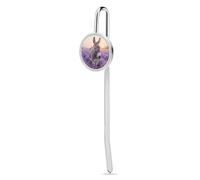 Donkey in Lavender Field Bookmark Metal Book Marks for Reading with Round Hanging Charm Reading Bookmarks Gifts Pretty and Increase Reading Interest for Women Men