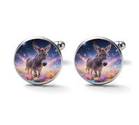 Donkey in Magic Blooms Alloy Cufflinks for Men 17mm 20mm Shirt Cuff Links for Wedding Business Formal Dress Father's Day Birthday Gift for Him