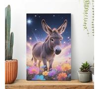 Donkey in Magic Blooms Wall Art for Living Room Modern Canvas Framed Prints Paintings Artwork for Walls, Minimalist Abstract Art Pictures for Hallway, Office Wall Decor 16x24inch(40x60cm)