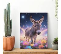 Donkey in Magic Blooms Wall Art for Living Room Modern Canvas Framed Prints Paintings Artwork for Walls, Minimalist Abstract Art Pictures for Hallway, Office Wall Decor 12x16inch(30x40cm)