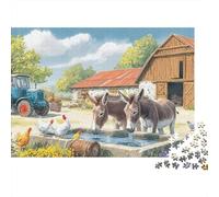 Donkey Jigsaw Puzzles 1000 Pieces for Adults Farm Donkeys Barn No Dust Puzzle Educational Home Decoration Puzzle Beautiful Birthday Gifts 52x38cm/1000pcs