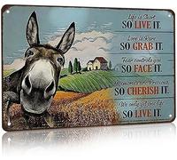 Donkey Life is Short So Live It Retro Metal Tin Sign Vintage Aluminum Sign for Home Bar Coffee Farm Wall Decor 12x16 Inch