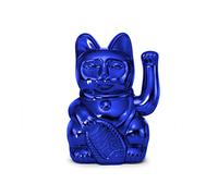 DONKEY Lucky Cat Cosmic Edition Earth Shiny Blue | Waving Cat, Maneki Neko, 15 cm, in Gift Box