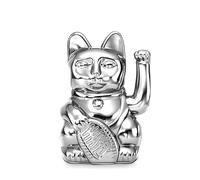 DONKEY Lucky Cat Cosmic Edition Mercury Shiny Silver | Angled Cat, Maneki Neko, 15 cm, Gift Boxed