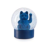 DONKEY Maneki Neko Lucky Globe Waving Cat Blue - The Snow Globe with the Original Lucky Cat in Blue, 11.5 cm High