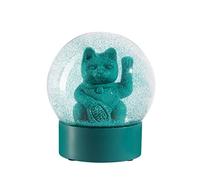 DONKEY Maneki Neko Lucky Globe Waving Cat Green - The Snow Globe with the Original Lucky Cat in Green, 11.5 cm High