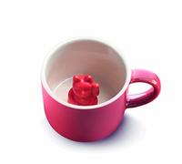 DONKEY Maneki Neko Lucky Mug Red Cup with Waving Cat Lucky Cat Lucky Cup Coffee Mug Tea Cup in Red