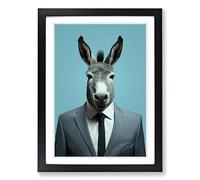 Donkey Minimalism No.2 Framed Print | A2 Black Framed Wall Art | Ready to Hang | Minimalist Animal Picture | Living Room Bedroom Lounge Office