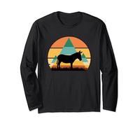 Donkey - Mule Burro Farm Retro Sunset Farming Long Sleeve T-Shirt
