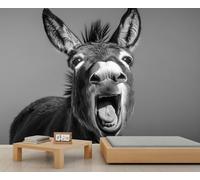 Donkey Mural Funny Donkey Wallpaper Humorous Animal Wall Mural Extra Large Panoramic Wallpaper Hotel Restaurant Lobby Custom Wall Paper (Non-self-Adhesive)