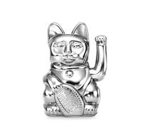 DONKEY Myneko Lucky Cat Nova Waving Cat, Cosmic Edition, Shiny Silver, Designer Decorative Figure for Anticipation and New Beginning, with Gift Box