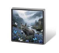 Donkey & Mystic Valley Lapel Pin Square Metal Brooch Pin with Secure Pin Back Fashion Button Badge for Clothing, Hats, Bags Decoration