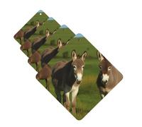 Donkey On Green Meadow 4 Pcs Car Air Freshener Lavender Hanging Scented Cards Automotive Scented Hanging Sheets Square For Car Home Office Closet Bathroom