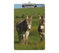 Donkey on Green Meadow Acrylic Clipboard with Low Profile Clip Clipboards with Hanging Hook A4 Letter Size Clip Board Holds 100 Sheets for Workshops and Office Use