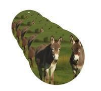 Donkey on green meadow Car Air Fresheners Cards 4 Pcs Hanging Fragrance Scented Cards Long-Lasting Car Aromatherapy Tablets for Wardrobe Bathroom Car Interior Mirror Pendant Gifts