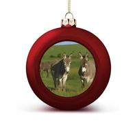 Donkey on Green Meadow Christmas Balls Ornaments 4PCS Christmas Tree Hanging Ball Personalization Red-Style Xmas Trees Ball Pendant for Holiday Party Decoration Supplies