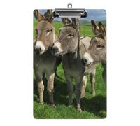 Donkey on Green Meadow Clipboard Sturdy Low Profile Clip Clipboards Hanging Hole with Hanging Clipboard Acrylic Clip Board Holds 100 Sheets12.5x8.5In