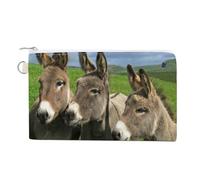 Donkey on Green Meadow Coin Purse Lightweight Change Purse Mini Zipper Tool Bag Canvas Coin Wallets,Women Men