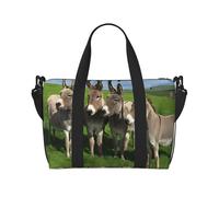 Donkey on Green Meadow Printed Women's Tote Bag Portable Crossbody Bag Suitable for Gym Workouts Commuting and Travel