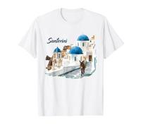 Donkey on Santorini Streets in Greece Tourist Keepsake Women Value Graphic T-Shirt, Men, White, M