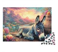 Donkey Pastoral Landscape 1000 Piece Jigsaw Puzzle Paper for Adults Relaxation Focus 38x26cm/1000pcs