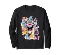 Donkey Peace Graffiti Pop Character Graphic Art Face Sign Long Sleeve T-Shirt