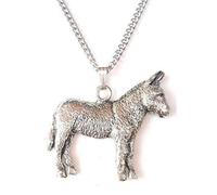 Donkey Pendant Handcrafted in Solid Pewter In The UK + Free Gift Box PN27 + 59mm Button Badge