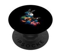 Donkey Playing Guitar Winter Cozy Acoustic Music Vibes PopSockets Adhesive PopGrip