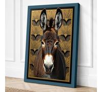 Donkey Portrait in Gold Art Canvas Wall Art Print 24x16 Inch (61 x 41 cm)