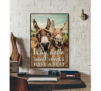 Donkey Poster - Why Hello Sweet Cheeks Have A Seat, Funny Art Prints, Bathroom Decor, Signs, Animal Poster