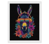 Donkey Rainbow Sunglasses Flower Diamond Art Painting Kits for 5D Gem Arts Paint Picture Home Wall Decor