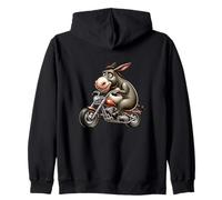 Donkey Riding Motorcycle Humor Fun Zip Hoodie
