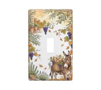 Donkey Single Light Switch Cover Plate, Autumn Rustic Grapes Leaves Fall Brown Plastic Standard Size Decorative Wall Plates for Living Room Bedroom Home Office Decor (Single)