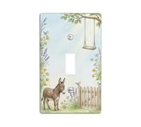 Donkey Single Light Switch Cover Plate, Nature Fanciful Bird Swing Spring Green Plastic Standard Size Switch Plate Decorative for Living Room Bedroom Home Office Decor (Single)