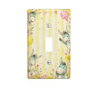 Donkey Single Light Switch Cover Plate, Playful Fanciful Air-Float Balls Flower Spring Yellow Plastic Standard Size Toggle Light Switch Cover for New Apartment Home Bedroom Office Decor (Single)