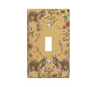 Donkey Single Light Switch Cover Plate, Rustic Nature-Inspired Flowers Fox Fall Beige Plastic Standard Size Decorative Wall Plates for Bedroom Bathroom Kitchen Entrance Decor (Single)