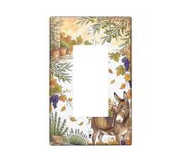Donkey Single Rocker Light Switch Cover, Autumn Rustic Grapes Leaves Fall Brown Plastic Standard Size Switch Plate Decorative for Home Living Room Bedroom Bathroom Decor