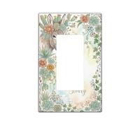 Donkey Single Rocker Light Switch Cover, Bohemian Rustic Succulents Flowers Spring Green Plastic Standard Size Accents Wall Switch Plates for New Apartment Home Bedroom Office Decor