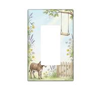 Donkey Single Rocker Light Switch Cover, Nature Fanciful Bird Swing Spring Green Plastic Standard Size Decorative Wall Plates for Living Room Bedroom Home Office Decor