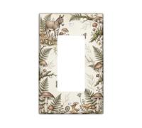 Donkey Single Rocker Light Switch Cover, Nature Rustic Mushrooms Ferns Fall Beige Plastic Standard Size Switch Plate Decorative for New Apartment Home Bedroom Office Decor