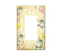 Donkey Single Rocker Light Switch Cover, Playful Fanciful Air-Float Balls Flower Spring Yellow Plastic Standard Size Decorative Wall Plates for Home Living Room New Apartment Decor