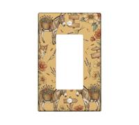 Donkey Single Rocker Light Switch Cover, Rustic Nature-Inspired Flowers Fox Fall Beige Plastic Standard Size Accents Wall Switch Plates for Home Living Room New Apartment Decor