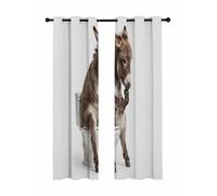 Donkey Sitting on The Toilet Thinking Blackout Curtains for Bedroom Living Room, Abstract Funny Animal 63 In Long Thermal Insulated Room Darkening Drapes Grommet Window Treatments, 42 x 63 In