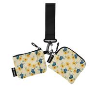 Donkey Sunflowers Women's Coin Wallet Card Holder Small Detachable Business Card Holder with Wristle Strap for Work Travel 2 Packs, Donkey Sunflowers, One Size, Modern
