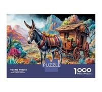 Donkey Sunset 100% Recycled Cardboard Donkey in Desert Scene 1000Pc Jigsaw Adult Jigsaws Classic Educational Games 38x26cm/1000pcs