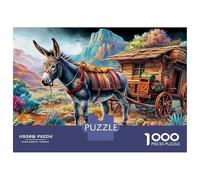 Donkey Sunset 1000 Piece Jigsaw Puzzle Donkey & Wagon in Desert Premium Eco Paper Puzzle with Smooth Cut, Relaxing Brain Game for Adults 38x26cm/1000pcs