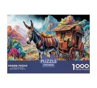 Donkey Sunset Challenging Puzzles 1000 Pieces - Donkey & Cart for Men And Women Fun And Challenging Family Game Great Gift Idea38x26cm/1000pcs