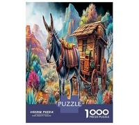 Donkey Sunset Puzzle Great Gift Home Decoration 1000 Pieces Animal Jigsaws Puzzles Challenging Games for Men And Women 52x38cm/1000pcs