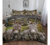 Donkey Super King Size Duvet Cover Sets Farm Animals Bedding Set 3D Print Ultra Soft Microfiber Quilt Cover 260x220cm Comforter Covers with Zippe and 2 Pillowcases E-846